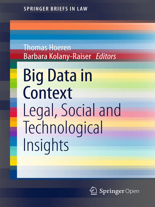 Title details for Big Data in Context by Thomas Hoeren - Available